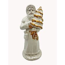 Vintage Ceramic Santa Claus Pearlized Figurine Christmas Tree Holiday Decor picture