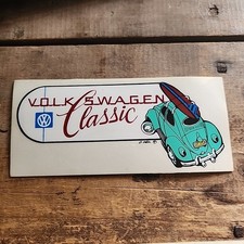 Vintage VW Classic Volkswagen Teal Beetle Bug Collectible Window Sticker Adhesiv picture