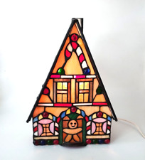 Tiffany Style Stained Glass Gingerbread House Accent picture