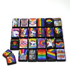 Collectible Gay Pride – 24 Pcs Mixed Black Metal Windproof Oil Lighters picture