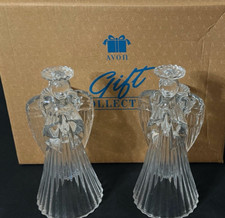 Avon Praying Angels Glass Candlestick Holders NIB picture