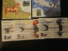 Vintage 1984 85 maximum card Lot (5) collection With Stamps, Ducks,Horses, picture