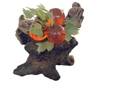 Vintage MCM Lucite Acrylic Grape Cluster On Driftwood Orange Mid Century Modern picture
