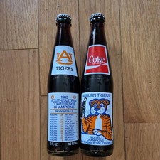 1983 Auburn Tigers SEC and Sugar Bowl  Championship Commemorative 2 Coke bottles picture