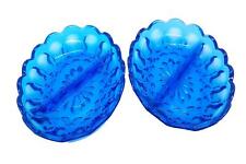 Indiana Glass Small Divided Oval Candy/Relish Bowl Blue Dish - Lot Of 2 picture