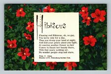 Red Hibiscus & Poem, c1959 Vintage Postcard picture