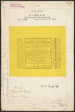 Photo:Hall's Vegetable Sicilian Hair Renewer Trade Mark 1876 R. P. Hall Co picture