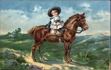 Young Child Toddler Riders Horse c1900s-20s Vintage Postcard picture