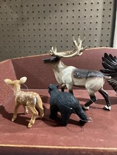 Lot of 6,Woodland Forest Animals -elk moose deer Fox, Eagle.-ornaments picture