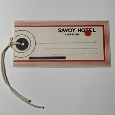1930s SAVOY HOTEL London England Art Deco Unused Luggage Tag w String Vtg picture