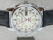 Vintage Citizen Wrist Watch White Dial Black Leather Band Men's Automatic Watch picture