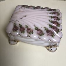 Cambridge Glass Pink Jewelry Trinket Box Art Deco Hand Painted *READ* picture