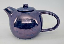 Vtg 1970s Evandale Blue Lustre Speckled Hand Painted 7-Cup Teapot w/ Lid picture
