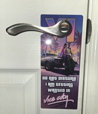 GTA 6 Inspired Do Not Disturb Sign Door Hanger Video Gamer Man Cave VIce City  picture