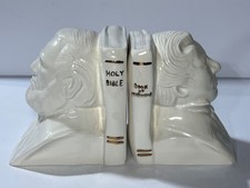 Vintage Ceramic Joseph Smith & Brigham Young Bookends LDS Mormon DE01 picture