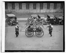 Washington DC 1923 fire engine funeral procession floral draped wagon picture
