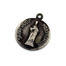 Vintage Sterling Silver Saint Jude Pray for Us Religious Medal picture