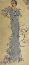 Vintage Pictorial Printed Pattern Sz 16/34 Ruffle Dress & Cape Letty Lynten 7142 picture