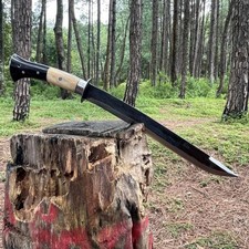 Custom Handmade Carbon Steel Blade Survival Machete Sword| Hunting Sword Camping picture