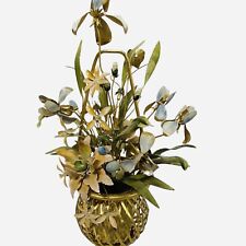 Mottahedeh Design Brass Basket With Enamel Flower & Leaf Design picture