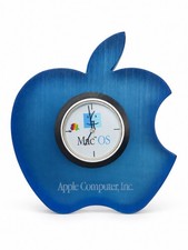 Apple Computer, Inc. Blue Apple Logo Mac OS Analog Metal Desk Clock w/ Box picture