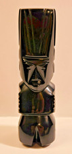 Vintage Mexican Black Obsidian Carved Aztec Mayan Warrior Figure Statue 9in picture