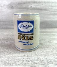 VINTAGE SCHULTHEIS VOM RHEIN DEUTSCHES PILS ADVERTISING STONEWARE MUG CUP GERMAN picture