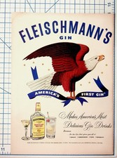 Fleischmann's Gin America's First Gin Eagle Vintage Print Ad Peekskill NY picture