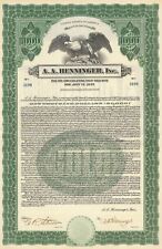 A.A. Henninger, Inc. - 1931 dated $1,000 Gold Bond (Uncanceled) - More Research  picture