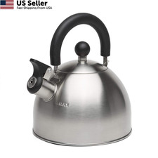 Primula Stewart Whistling Tea Kettle 1.5 Quarts, Brushed with Black Handle picture