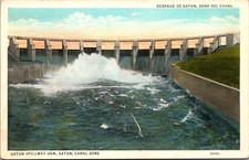Gatun Spillway Dam Gatun Canal Zone Built 1907 & 1913 Vintage Postcard TP11-10 picture