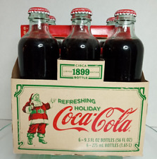 Coca Cola Christmas 6 Pack Full Bottles Vintage Theme Holiday Coke Collectibles picture
