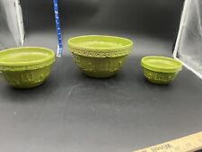 Vintage McCoy Mixing Bowls /girl Watering Flowers Motif Set Of  (RARE)5”,8”,10”  picture