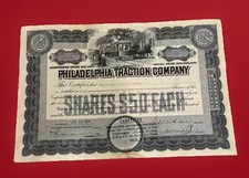 1921 Philadelphia Traction Co Stock Cert Electric Streetcar History Pennsylvania picture
