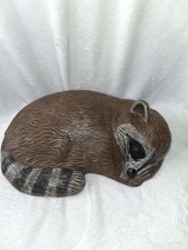Ceramic Sleeping Raccoon Figurine. MCM. Vintage. Cute brown picture