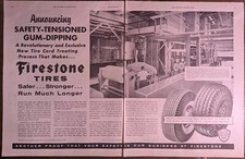 Firestone Safety-Tensioned Tires 1955 Vintage Two Page Folio Auto Care Print Ad picture