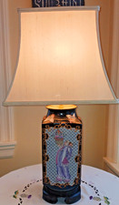STUNNING Beautiful Chinese Famille Rose Porcelain Cong-Shaped Vase Lamp ~ L@@K picture