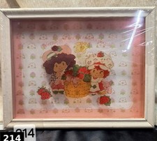 Lot of 4 Vintage 1980-81 Strawberry Shortcake Framed Pictures Painted on Glass picture