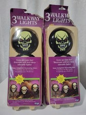 Easter Unlimited Halloween Skull Light Up Display 2 Pack Of 3 VTG  picture