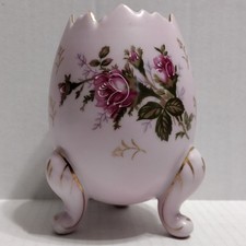 Vtg 1950s Napco Pink Moss Rose Cracked Egg Vase C3199 Footed Japan MCM Porcelain picture