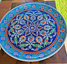 KUTAHYA PORCELAIN Handmade Turkish Plate 16” diameter Artist Signed 2 picture