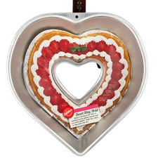 Vintage Wilton #2105-3219 Heart Ring Cake Pan Mold Aluminum 1989 w/ Insert picture
