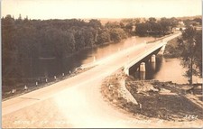 RPPC Anamosa Iowa Town Scene at Highway Bridge 1930s picture