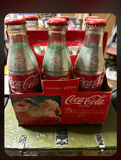 Coca-Cola Holiday 75th Anniversary Sundblom Santa 6-Pack Full Bottles  picture