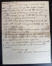 Antique Dartmouth College Fraternity Initiation Letter Tri Kap Kappa Kappa Kappa picture
