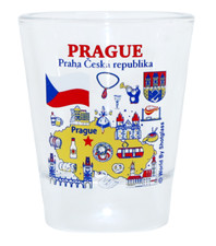 PRAGUE PRAHA CZECH REPUBLIC LANDMARKS AND ICONS COLLAGE SHOT GLASS picture