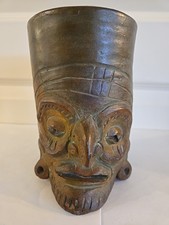 Toltec Pre-Columbian Style Plumbate Head Vase Replica 1955 By Alva Studio AMNH picture