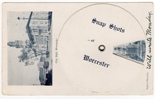 1908 Worcester MA Mechanical Wheel Postcard Snap Shots City Hall, Monuments picture