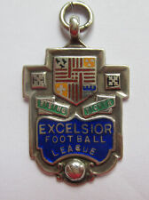 OLD RARE  EXCELSIOR FOOTBALL LEAGUE ENAMEL HALLMARKED SILVER MEDAL picture