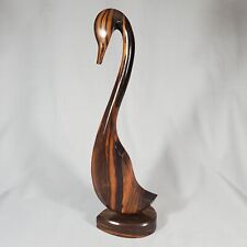 Vintage Mid Century Modern Retro Wood Carved Swan Bird Figurine Sculpture MCM picture
